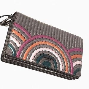 Coach Deco Metallic Quilted Rivets Crossbody